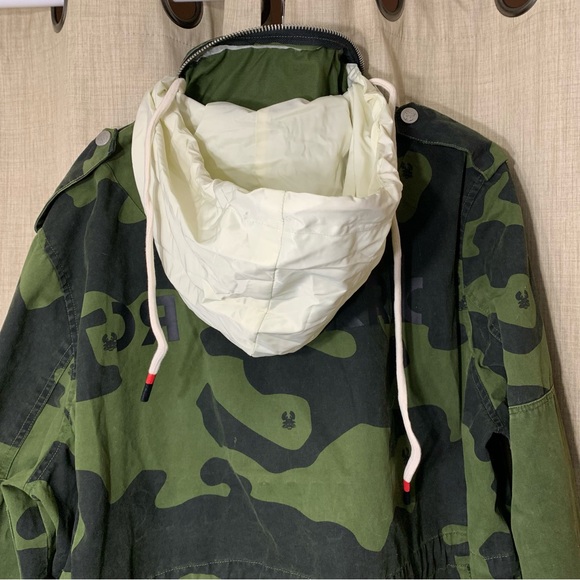 Warriors Camo Military Utility Jacket Green Black Hooded Dara Trooper L Oversize - Picture 4 of 16